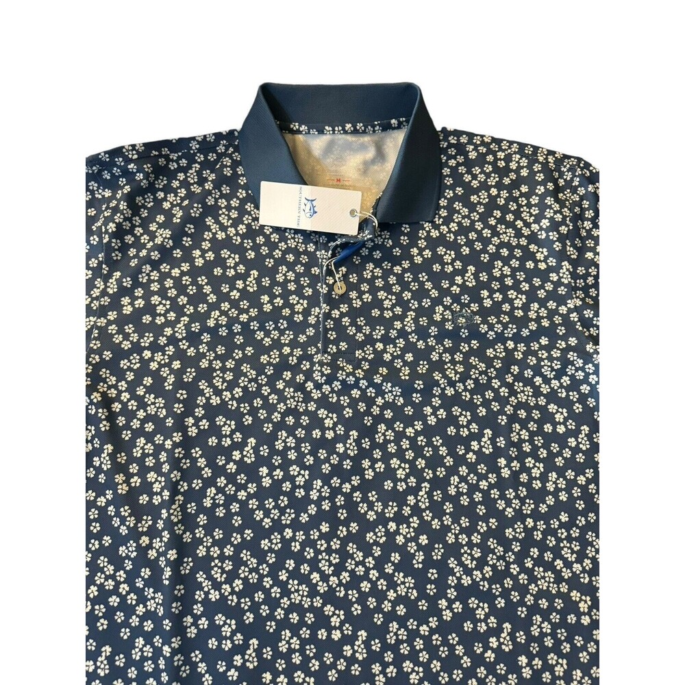 Southern Tide SZ Med Mens Performance Shirt Blue Denim Tropic Floral NWT